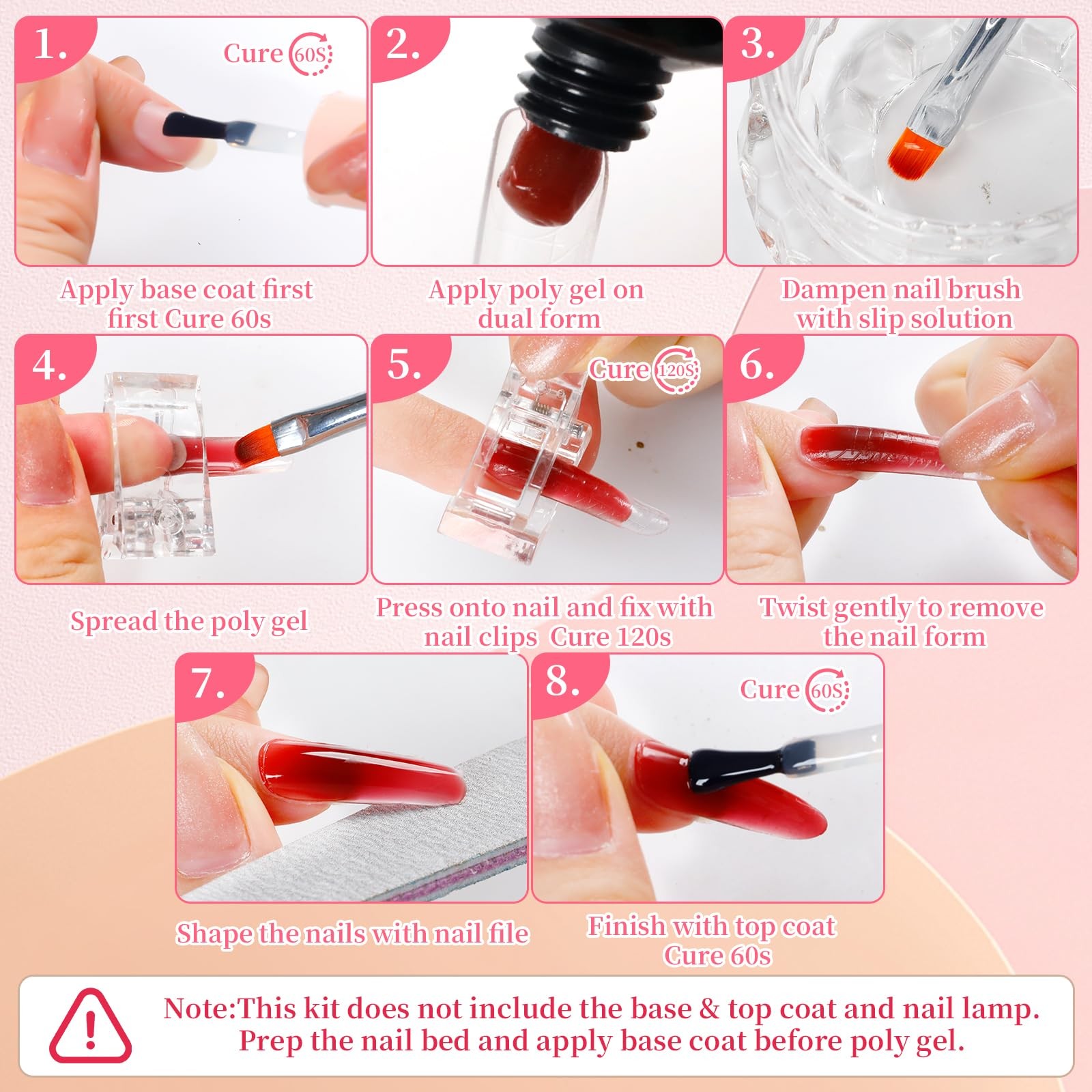 Poly Nail Gel Kit 3 Colors Builder Gel for Nail Extensions