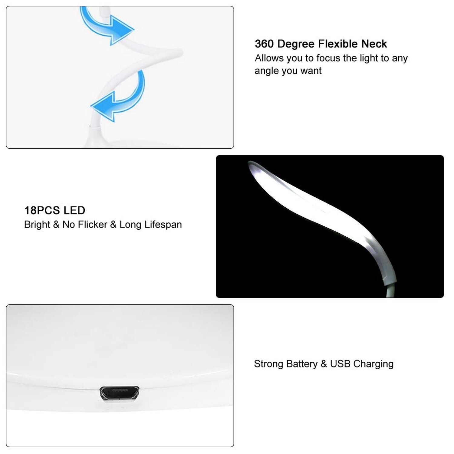 USB Charging Table Lamp with Flexible Neck, 3 Levels Dimmable LED Desk Light …