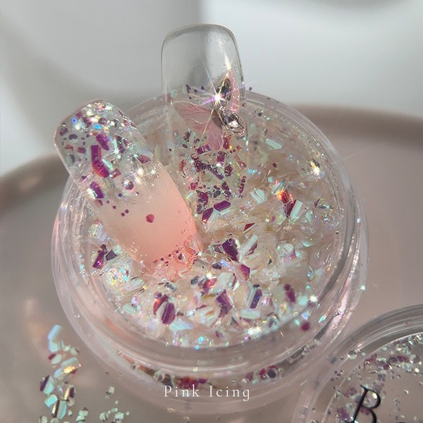 Bonnie B Pink Icing Nail Glitter Aurora Clear Ice Effect Chunky Mix Nail Art