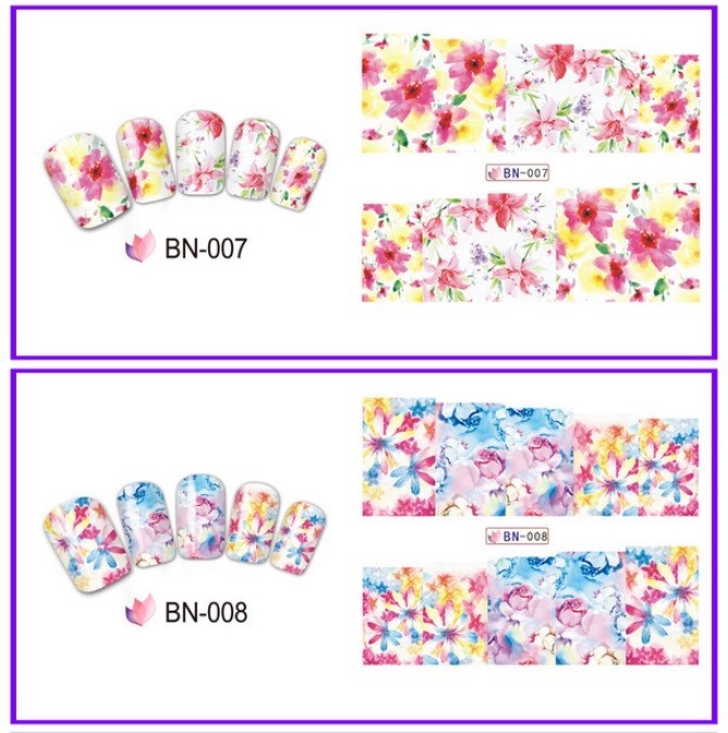 Floral Nail Art Water Decals: Spring Summer Flower Nail Wraps(Group 2)