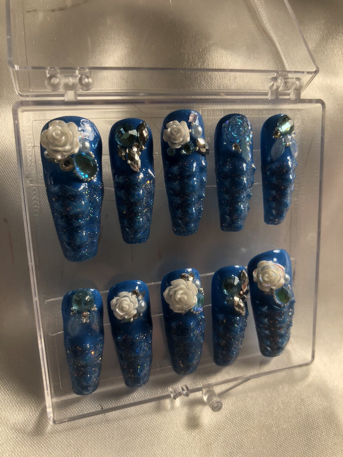 Z NAILZ! Z CLAWZ! Gorgeous Aqua Set Of Alligator Skin Textured Press On Nails