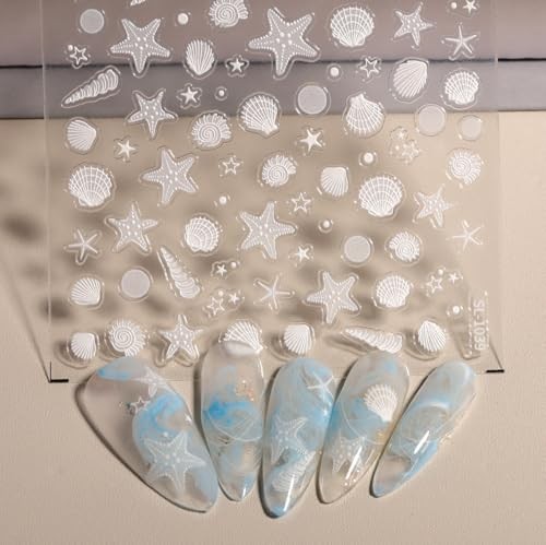 TiMi Summer Ocean Style 5D Embossed Dream Shell Starfish Jellyfish Beach Nail