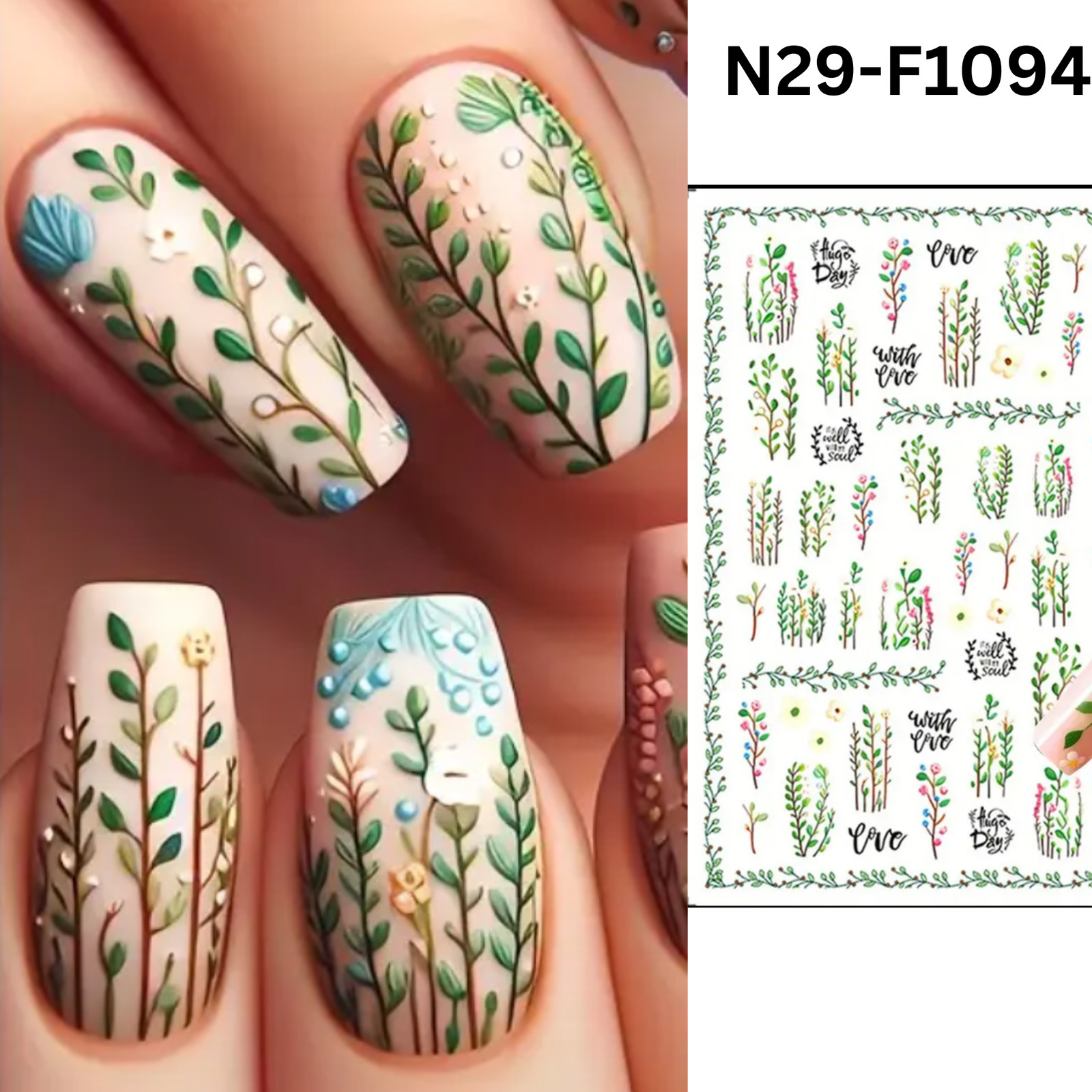 3D Tropical Summer Nail Art Stickers, lossy Self-Adhesive Single-Use Plastic Dec