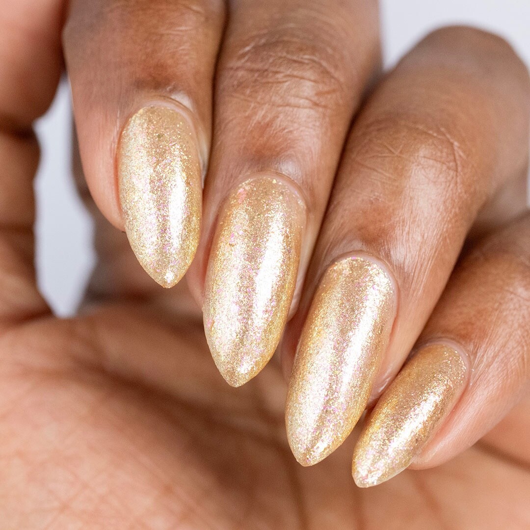 Sequin Seeker Regular Polish (Gold Shimmer & Flakies), Nail Polish for Nail Art