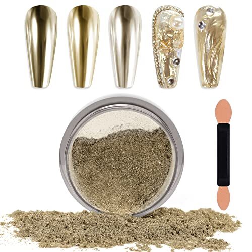 Chrome Nail Powder Mirror Effect Metallic Dust Holographic A-Silver Gold