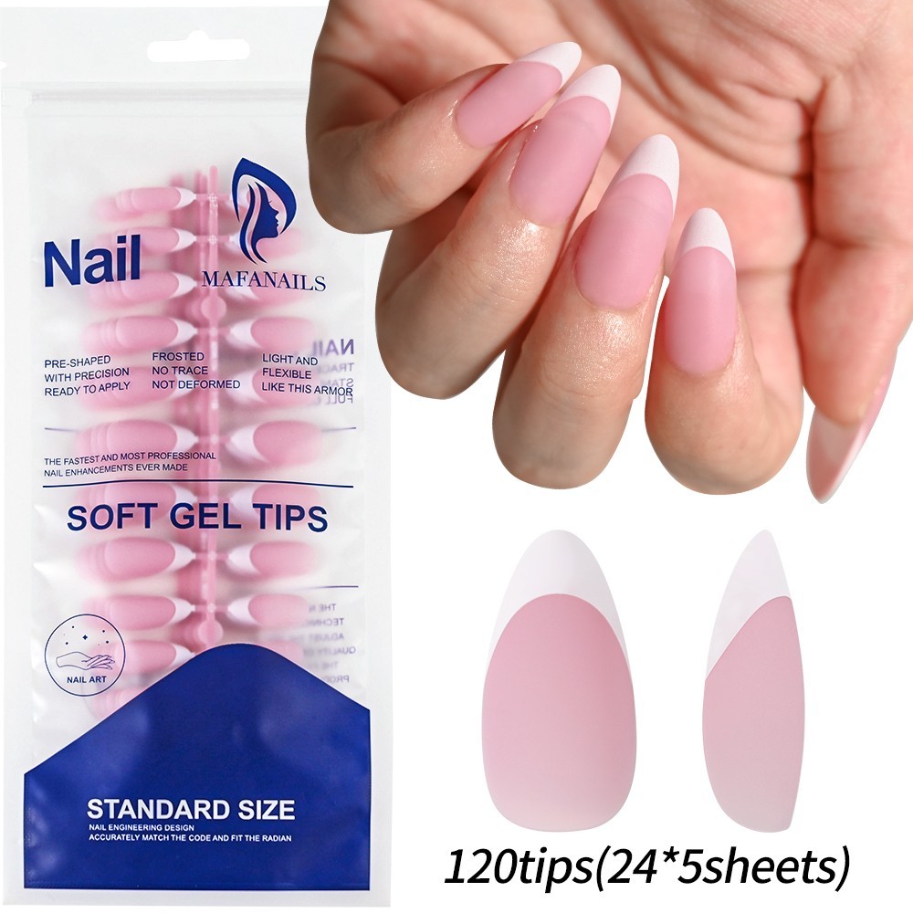 120Pcs Pink Ombre Medium Coffin Press On Nails Glossy Acrylic False Nail Tips