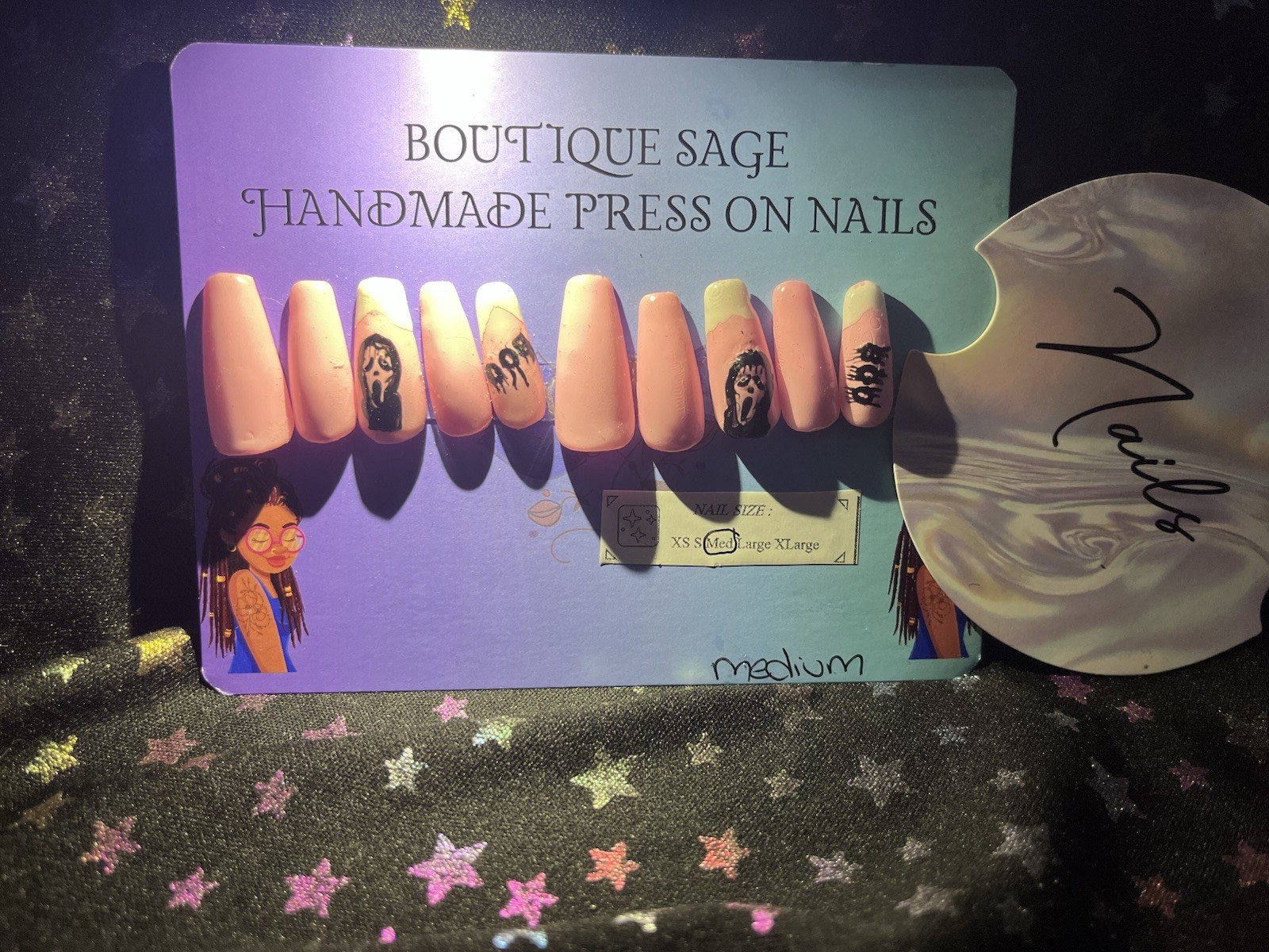Boutique Sage Handmade Press On Nails Scream Theme Short Square