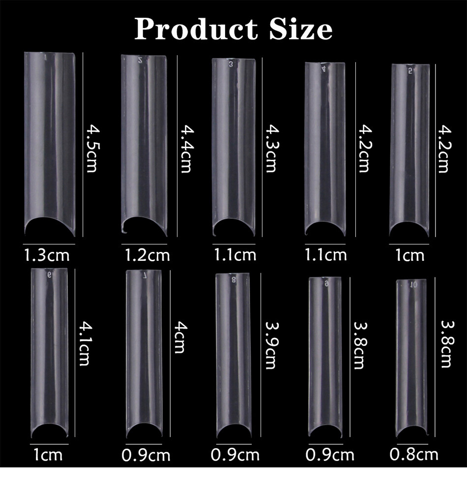 500Pcs XXL C Curve Nail Tips Extra Long Square Fake Nails Half Cover False Nails