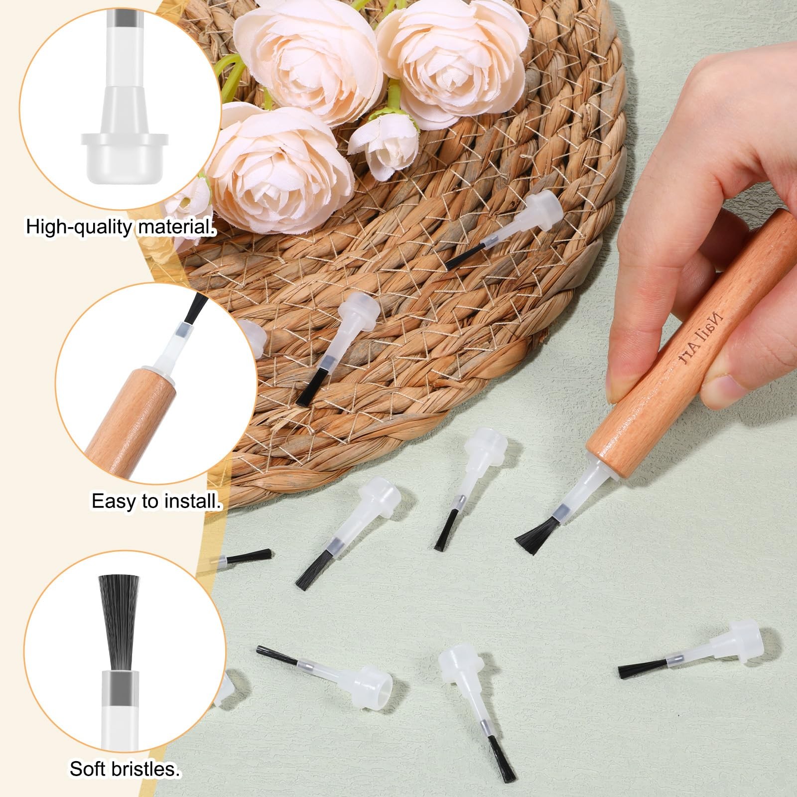 50 Pcs Disposable Gel Nail Brushes, Soft Manicure Tools for French Manicures