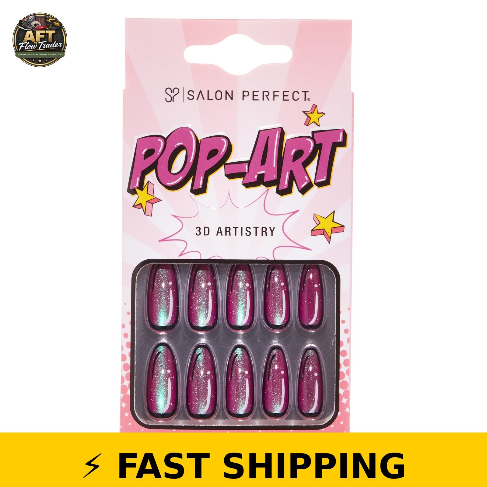 Salon Perfect Artificial Press on Nails, Purple Magnetic – 30pcs