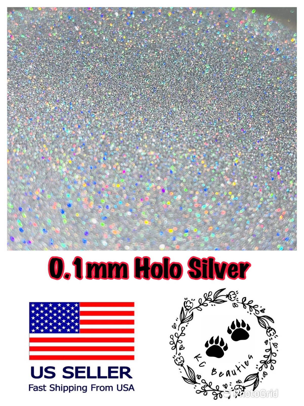 Solvent Resistant Holographic Silver Epoxy Resin Nail Art Tumbler 1oz 0.1mm