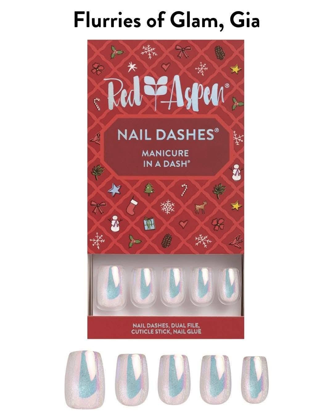 Red Aspen Press On Nails- Flurries of Glam,Gia Short • Coffin Holographic