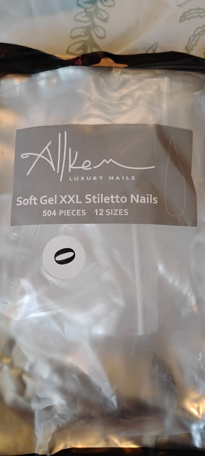 504PC Stiletto XXL ABS Gel Nail Tips Press on Nail Clear Tips Full Cover, Bag