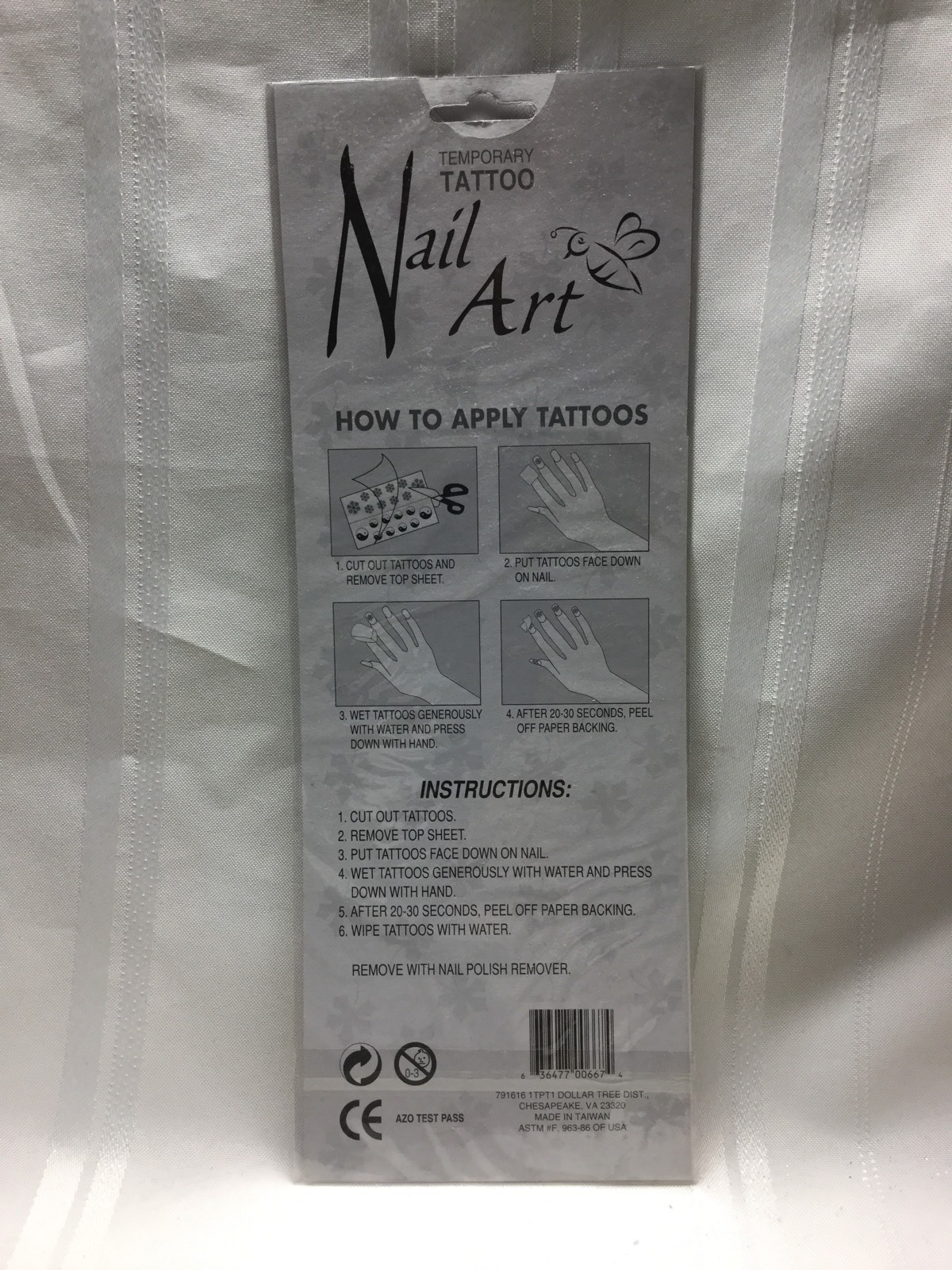 Vintage Nail Art – Temporary Tattoo – Black – Butterfly Star Flower – 12 Sets