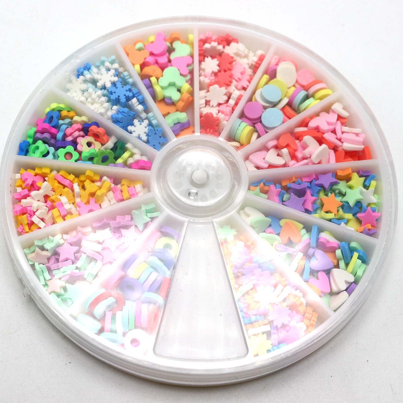 Nail Art Wheel Set 3D Fimo Polymer Clay Slices Nail Art Decals Tips 12 Style
