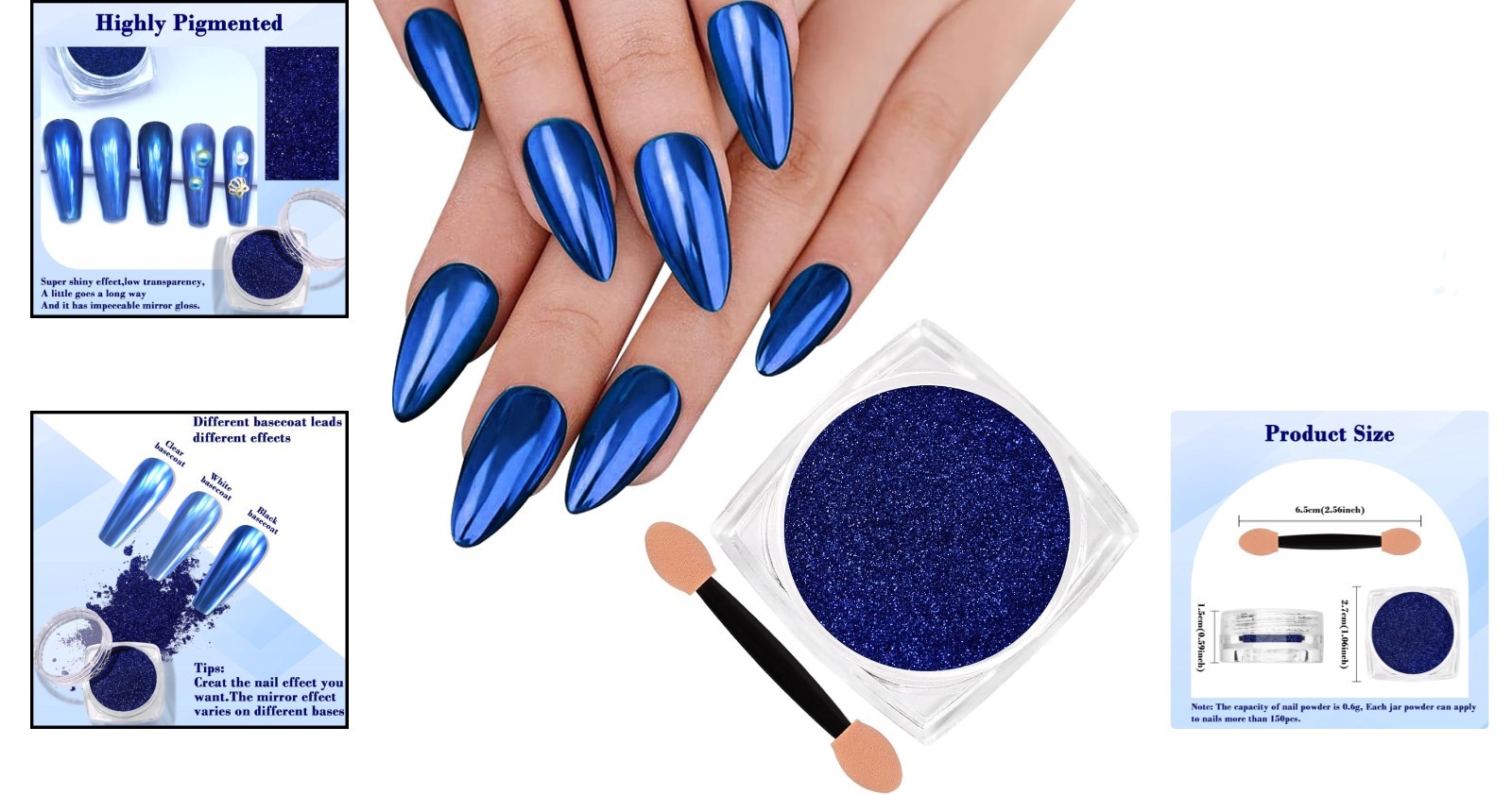 Royal Blue Chrome Glitter for Manicures – Effortless Nail Art Creation