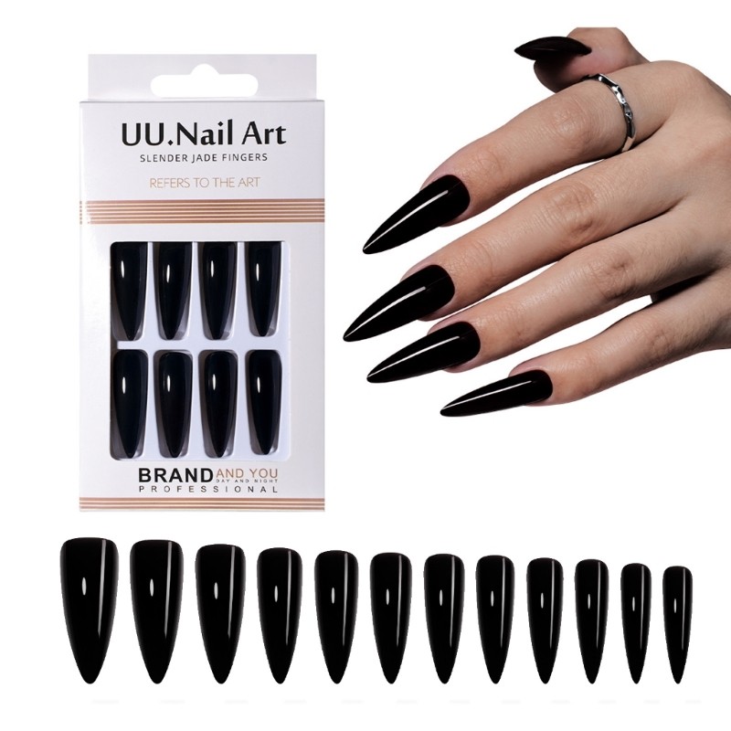Long Almond Shaped Fake Nail Natural Look Reusable Artificial Nail Easy to Wear