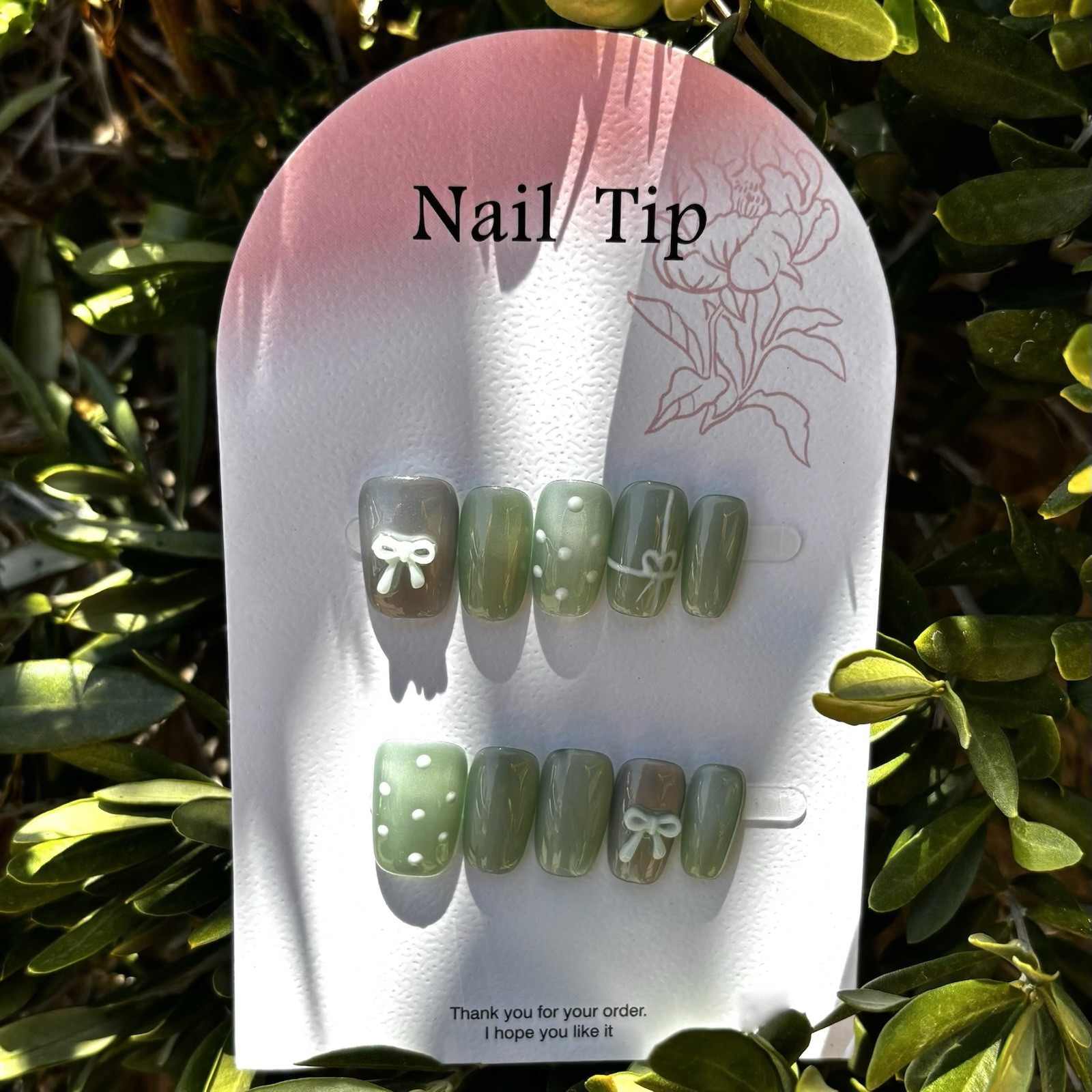 Cateye Green Press On Nail