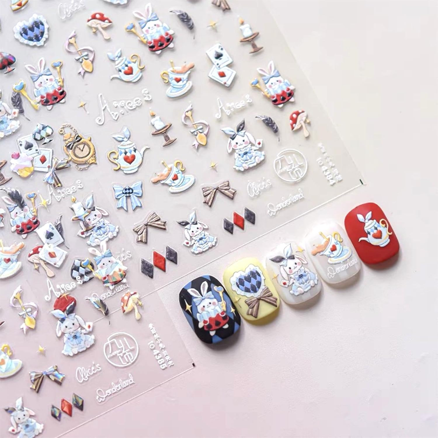 Cute Nail Stickers 5D Embossed Cartoon Bear Nail Stickers Kawaii Animal Self-Adh