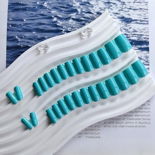 Teal Blue Press On Nails Medium Square – Acrylic Press On Nails teal blue