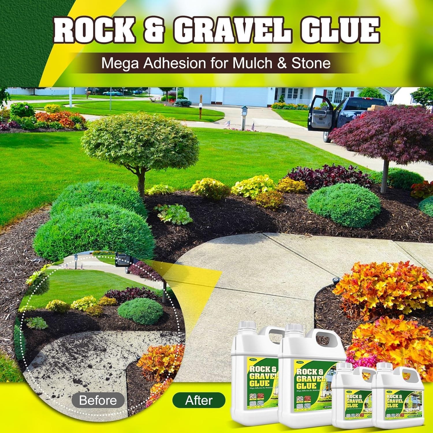 Rock Glue, Mulch Glue 1 Gallon / 128oz – Fast Drying and Long Lasting Pea Gra…