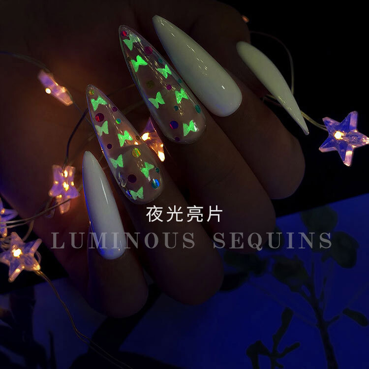 Butterfly Love Luminous Shiny Colorful Nail Art Glitter Sequins Glow In The Dark