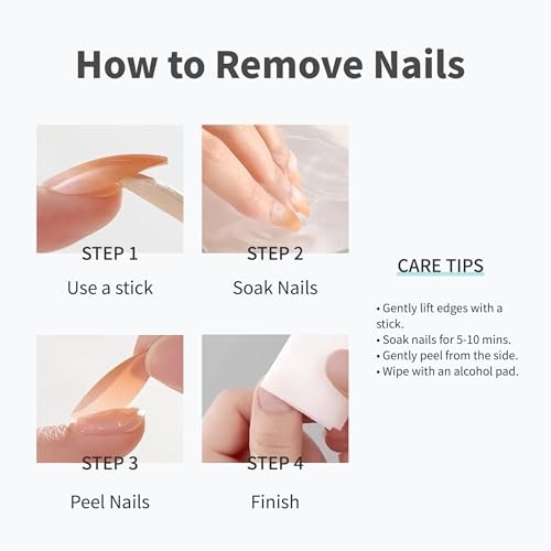 Press-On Nails – 24 Long Coffin Nails, 12 Sizes, Green White Brown Christmas