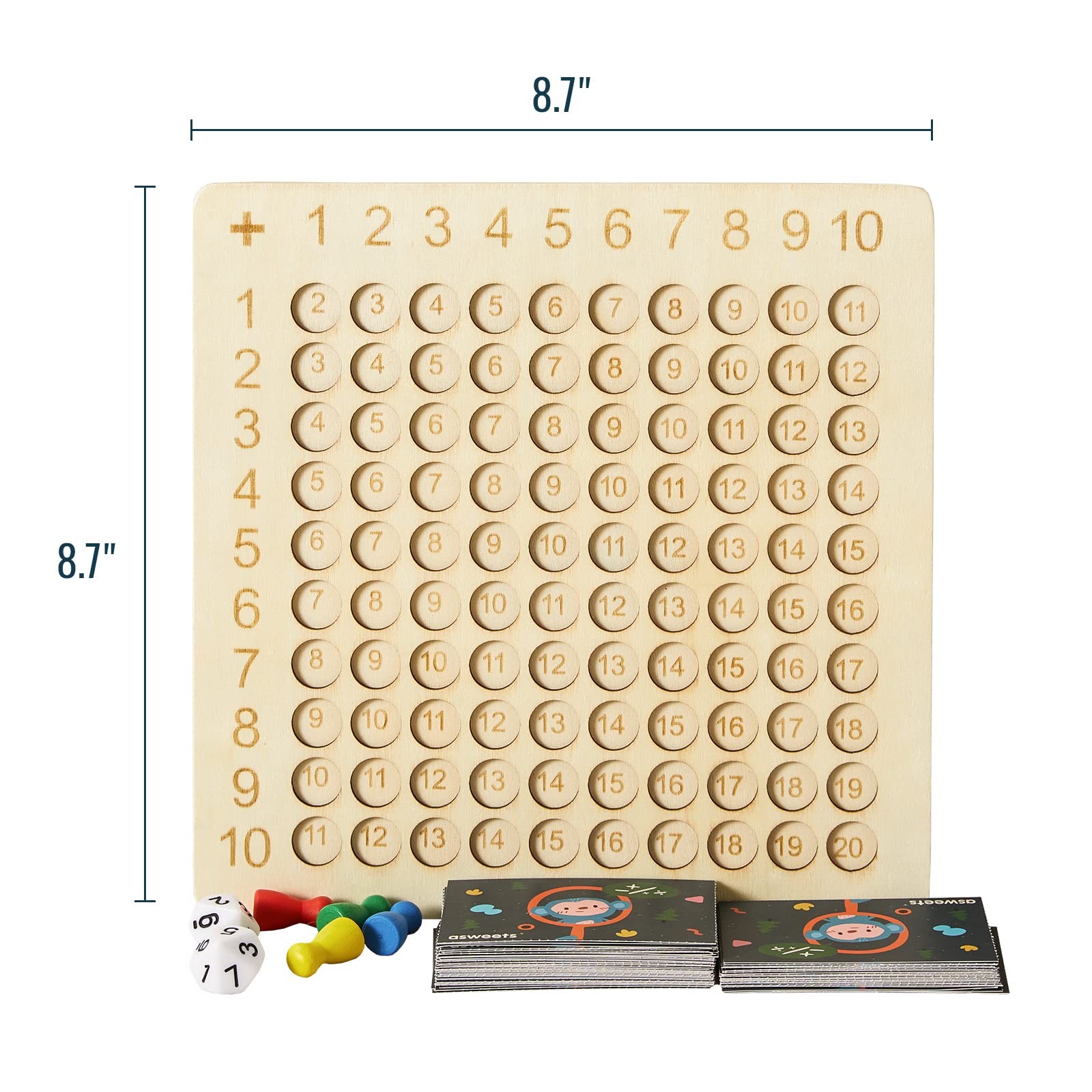 Asweets 2 in 1 Wooden Montessori 8.7”x8.7” (1 PC), Wood Color