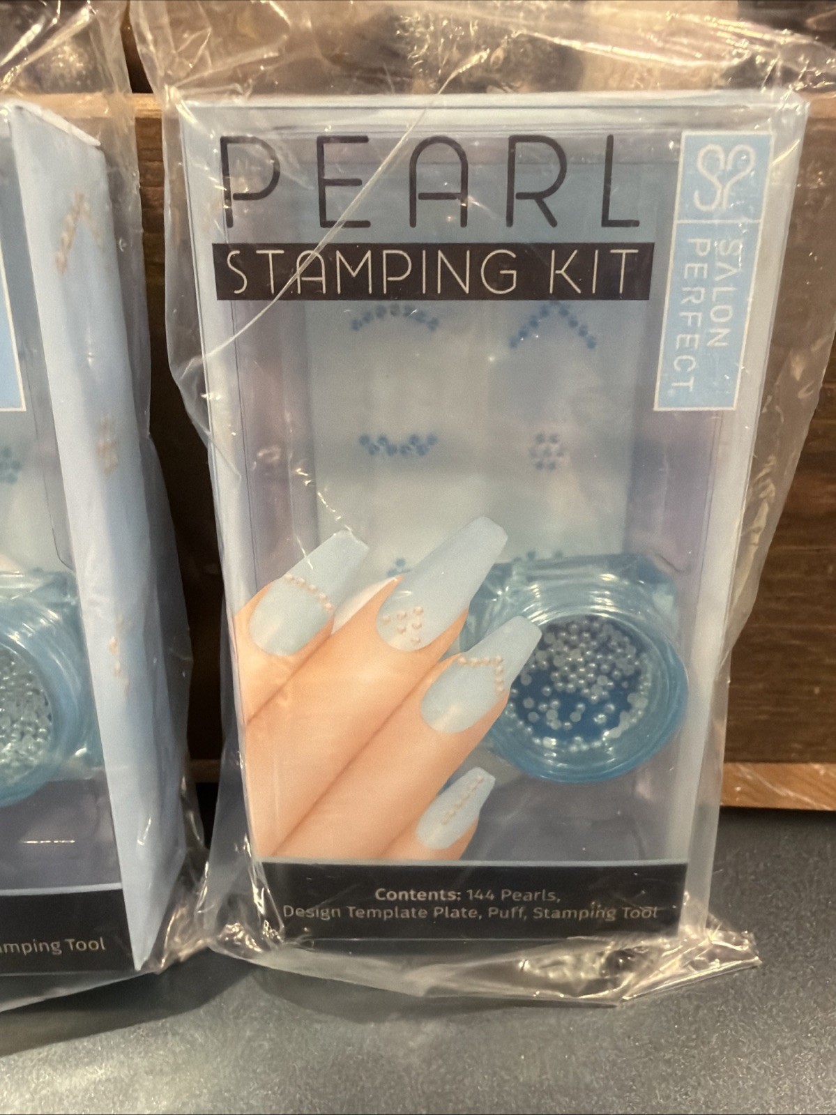 Salon Perfect Pearl Stamping Kit For Nails W/ Faux Pearls & Templates – Set Of 2