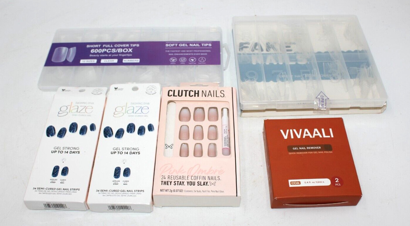 Huge Lot Gel Nails 700+ Pieces Diva Glaze Clutch Vivaali Remover Short/Long Ful