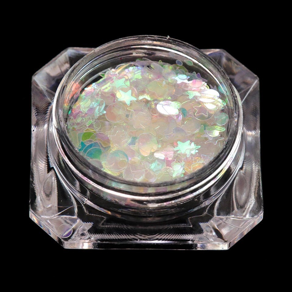 3D Transparent Mermaid NAIL GLITTER Pixel unicorn aurora effect powder AB DF-01
