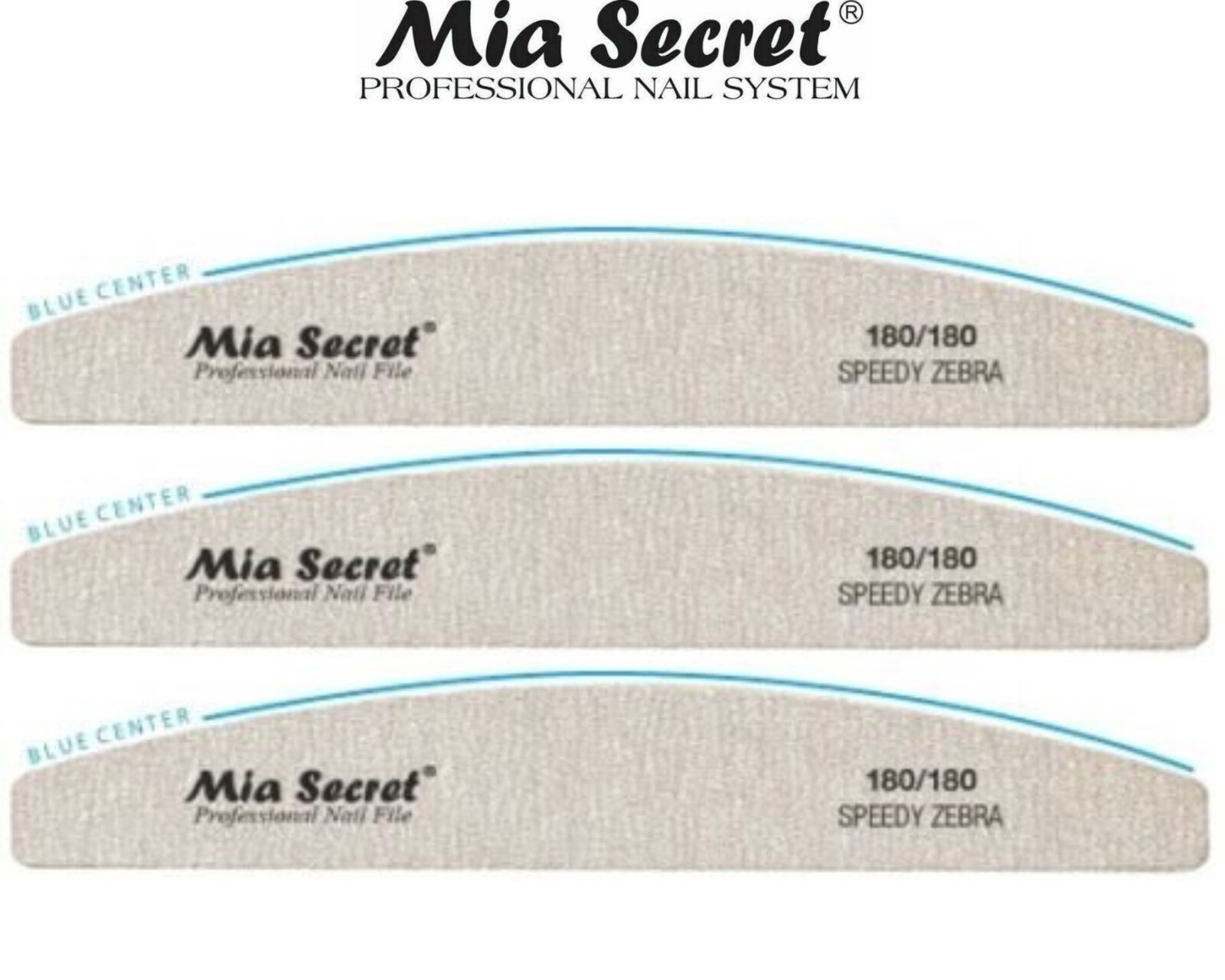 Mia Secret Professional Nail File – SPEEDY ZEBRA HALFMOON 180/180 3pcs Combo
