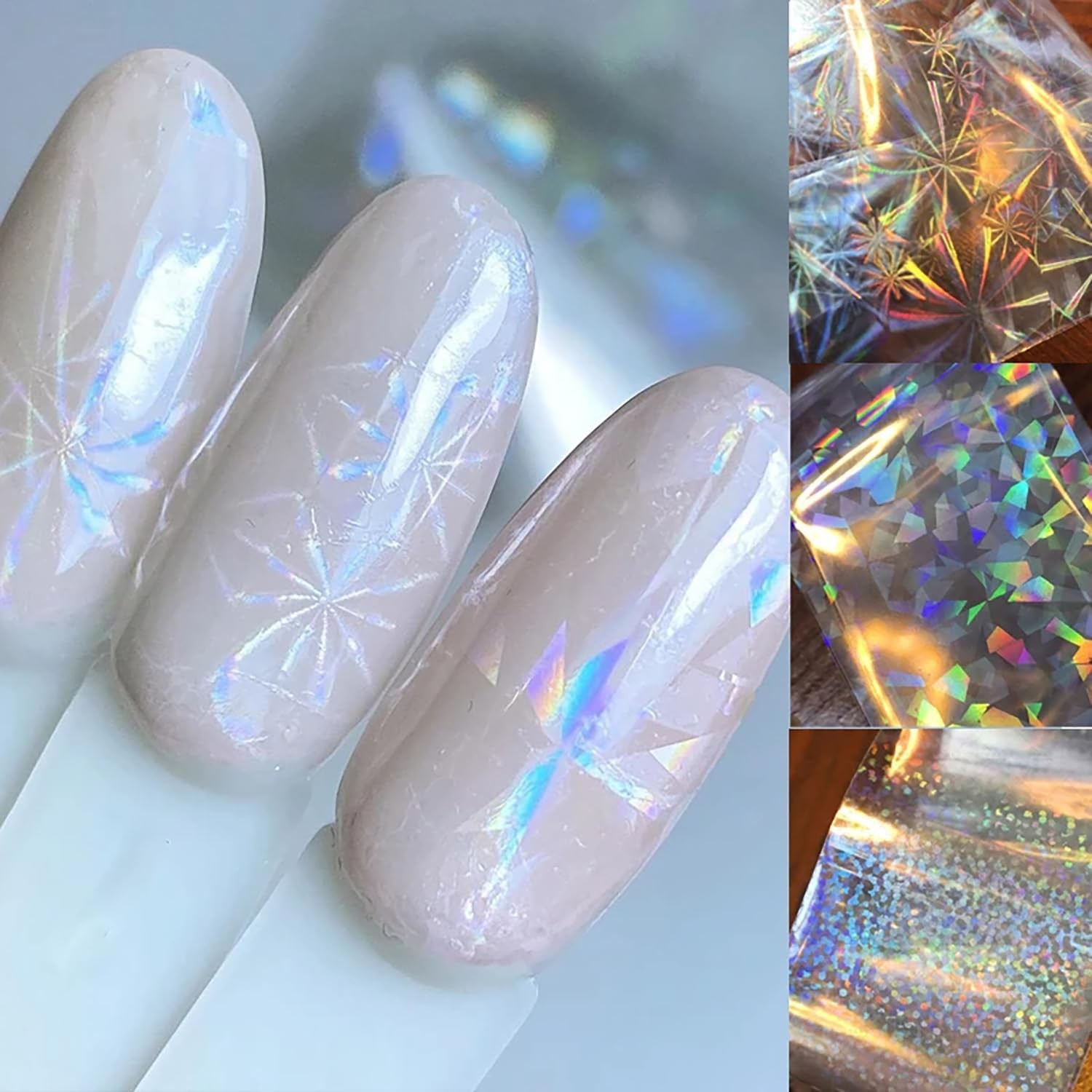 SILPECWEE 2 Boxes Aurora Nail Foil Clear Laser Glass Fragment Style