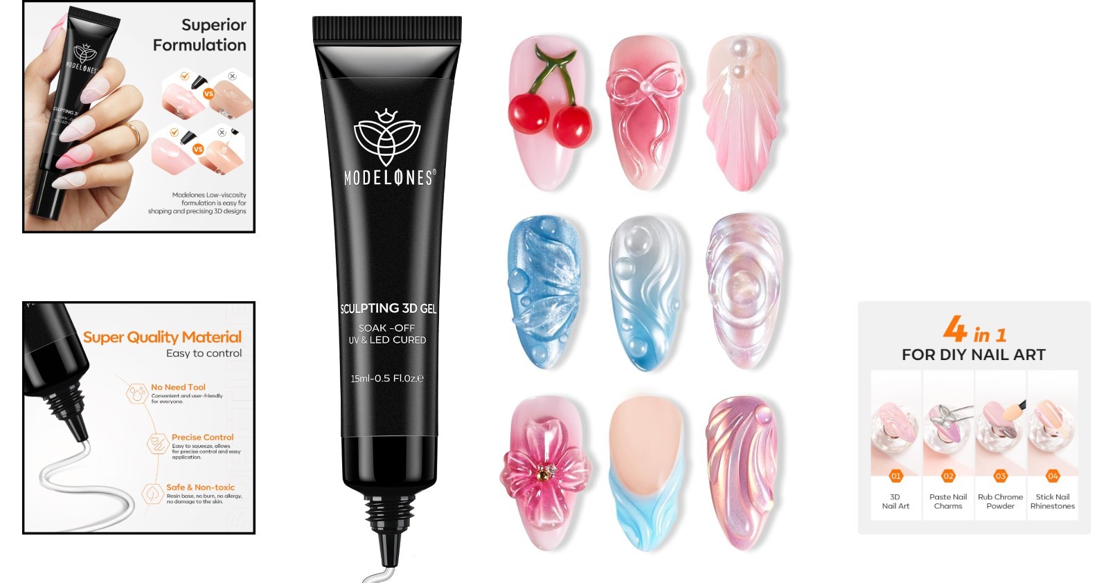 15g Easy Squeeze 3D Nail Gel – UV Light Cured for Stunning Long-Lasting Designs