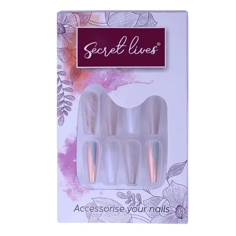 Secret Lives® Acrylic Press on Nails Designer Long Reusable 24Nails Extension