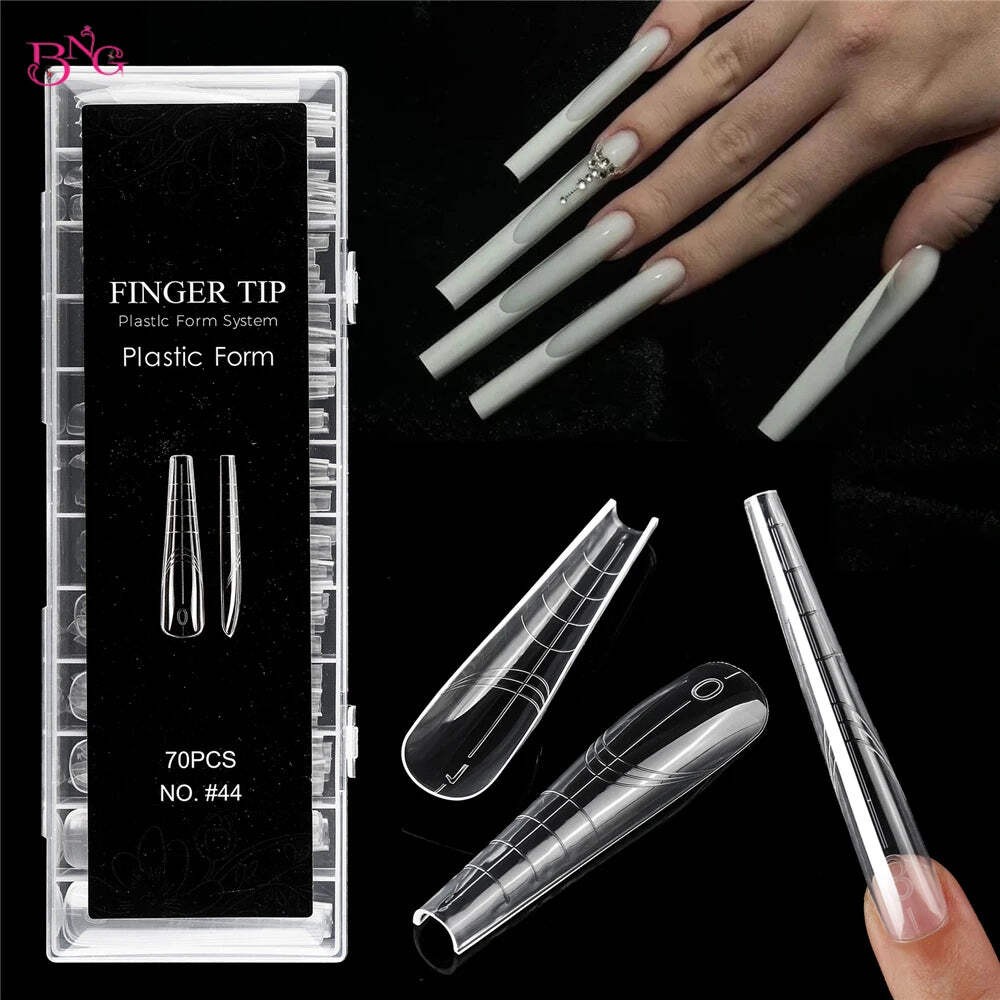 BNG New 70/140Pcs Clear Nail Dual Form Poly Extension Gel Molds Reusable Acrylic