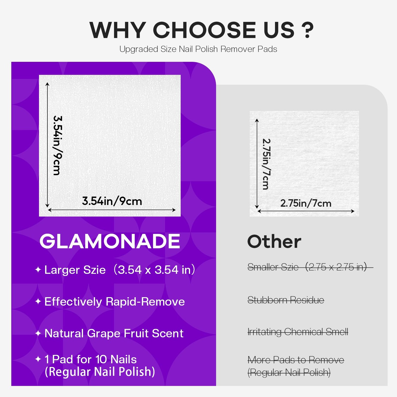 Glamonade Nail Polish Remover Pads: Acetone Gel 100 PCS