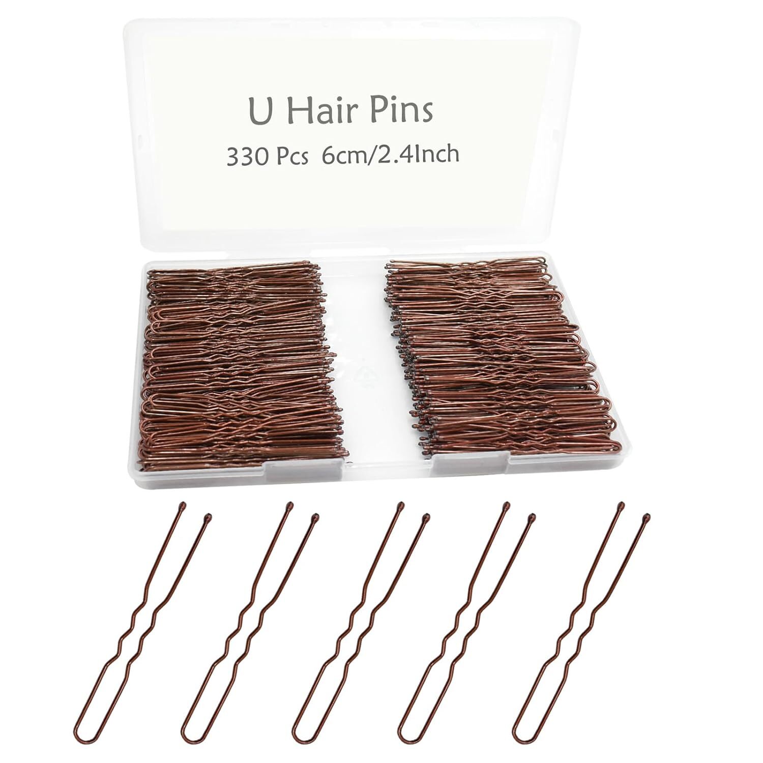 330 Count U Shaped Hair Pins Brown, YINGFENG 2.4inch Brown Bun Brown(2.4Inch)
