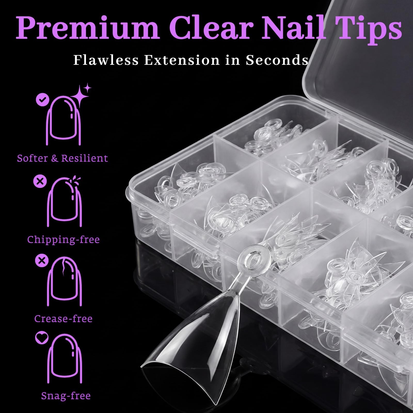 Short Stiletto Nail Tips – 240Pcs Half Cover Fake Nails Short Stiletto for Ex…