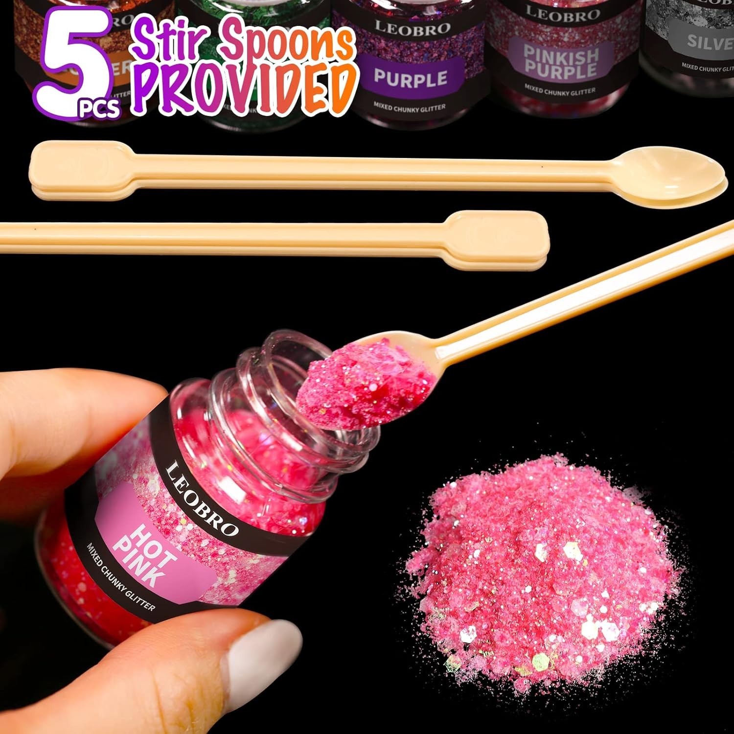 Holographic Chunky Glitter 15 Colors Craft Glitter for Resin Nail Body 5 Mixing