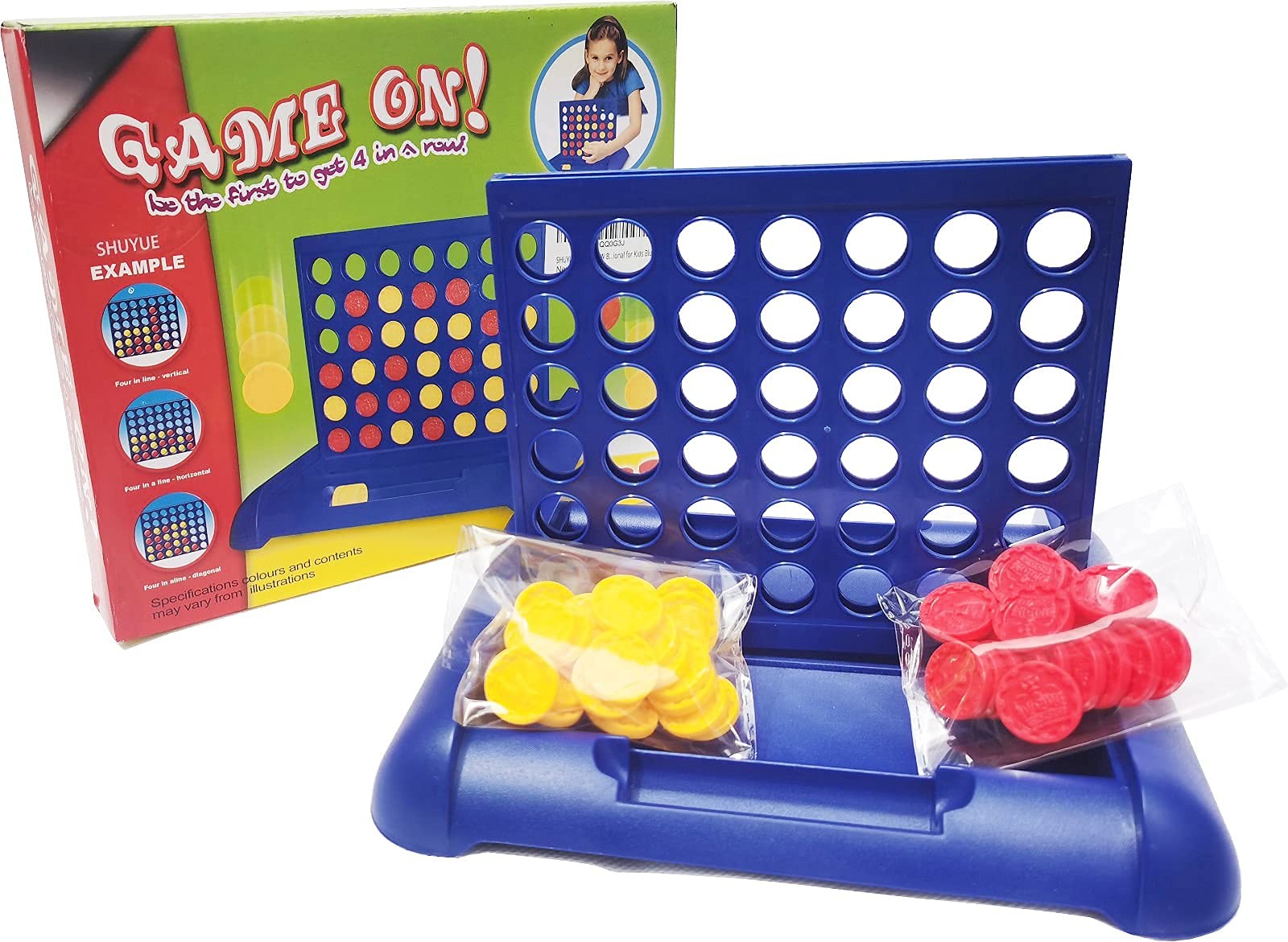 4 IN A ROW Board Games Foldable Line up 4 Toys 9.25*7.5*8.46 inches, Blue