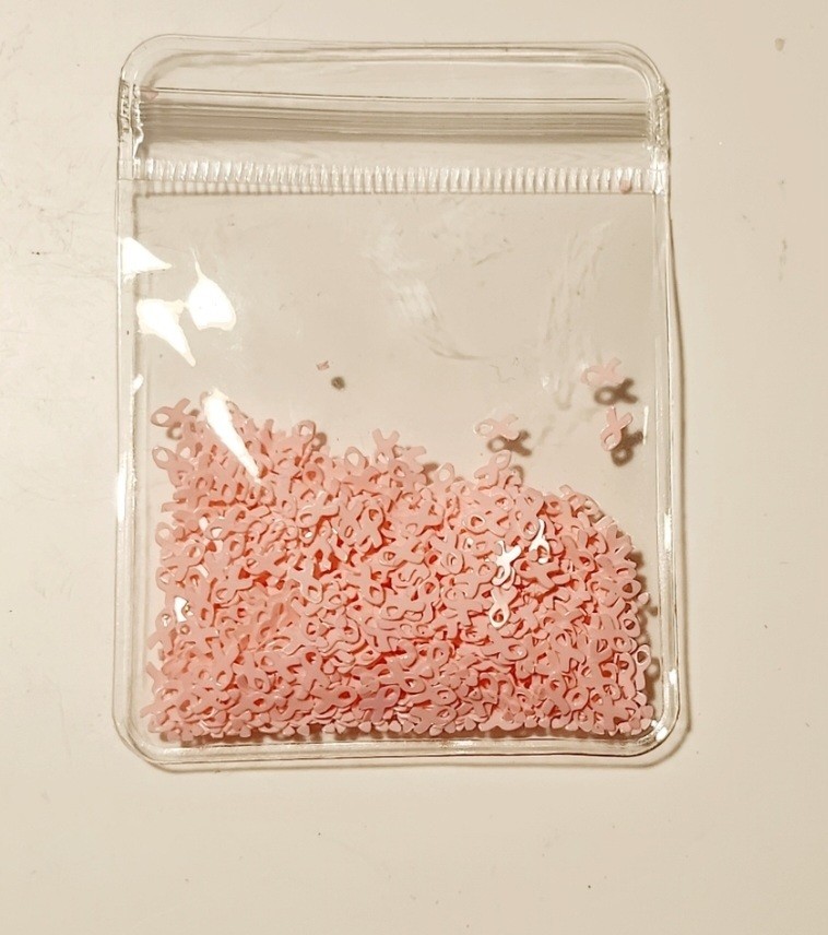 NWT NAIL ART DESIGN TINY BREAST CANCER AWARENESS PINK RIBBON SEQUINS!
