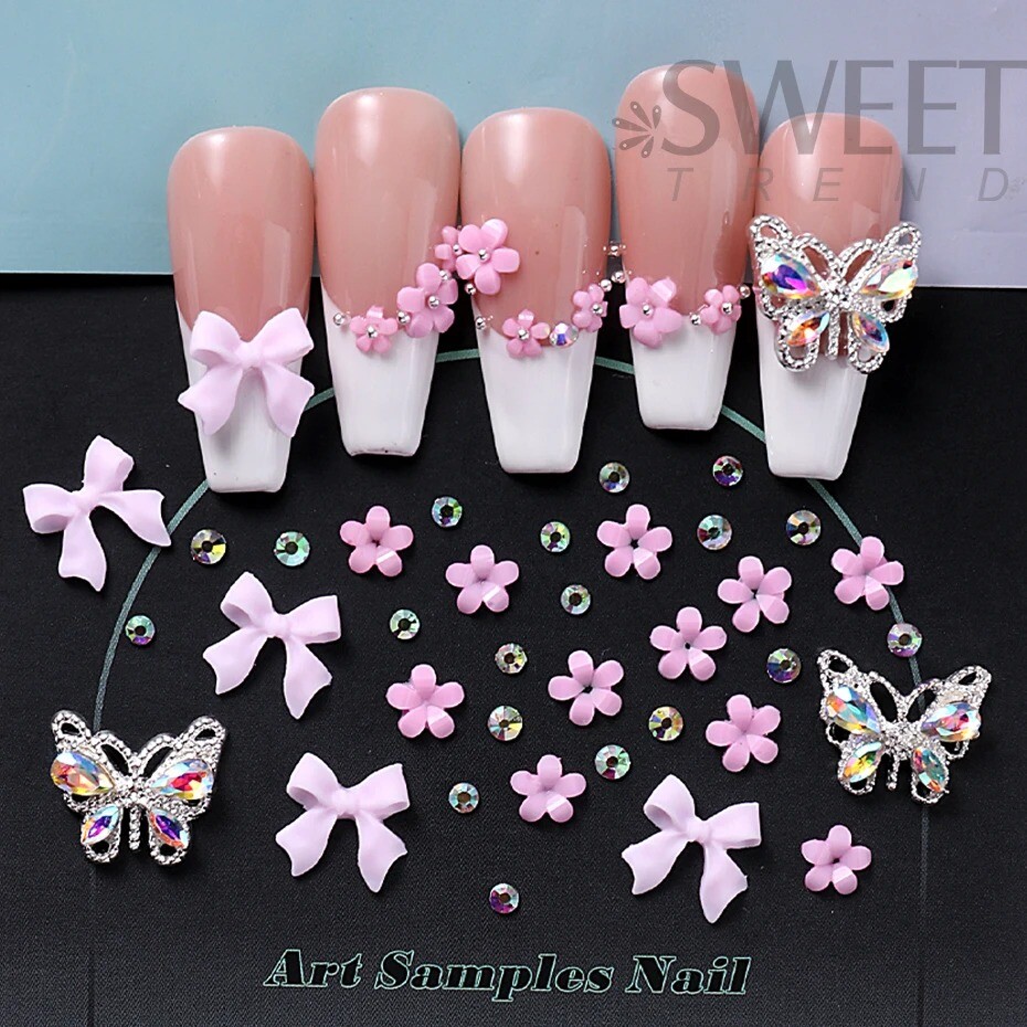 3DNail Charm Flower Nail Art Stickers Decals DIY Art Jewelry Nail Decoration