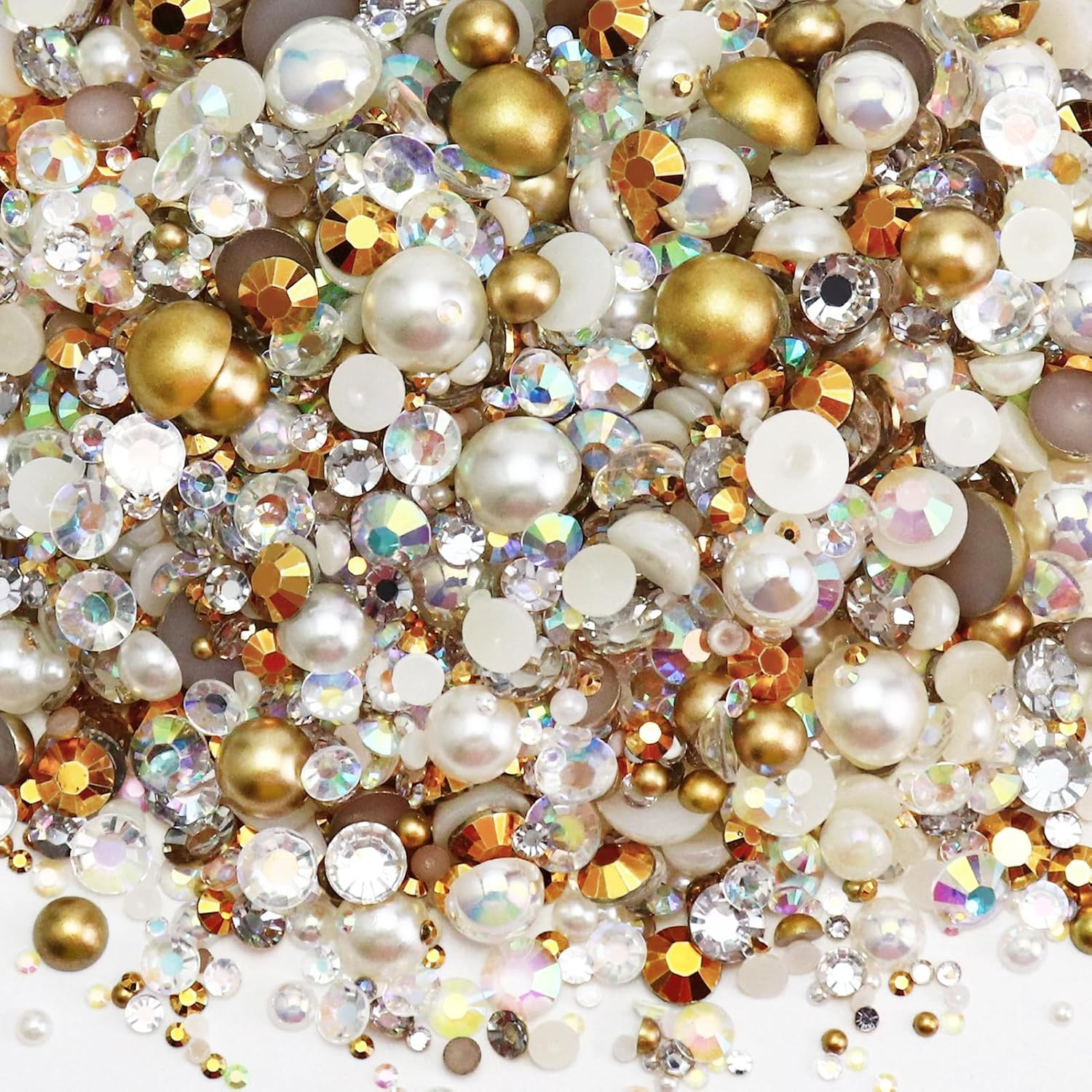 60G Mix Flatback Pearls and Rhinestones for Crafts, 3620PCS for Tumblers Nail Fa