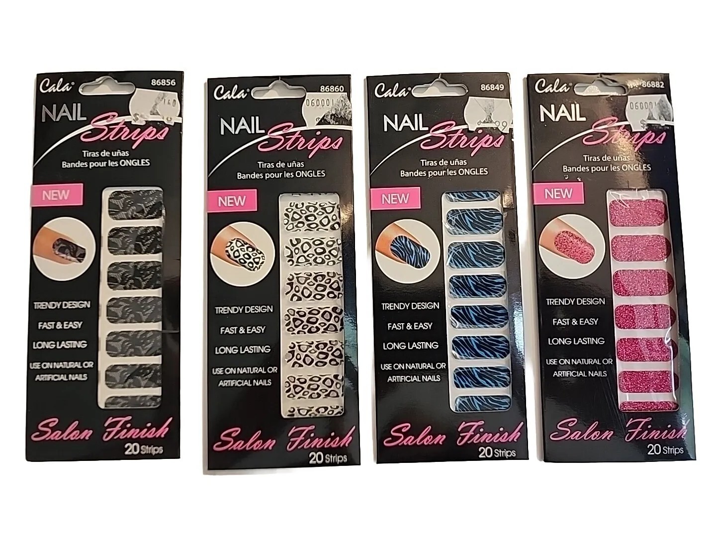Lot Of 4 Cala Nail Strips. Oblong, Single Use. #86856, #86882, #86849 & 86860