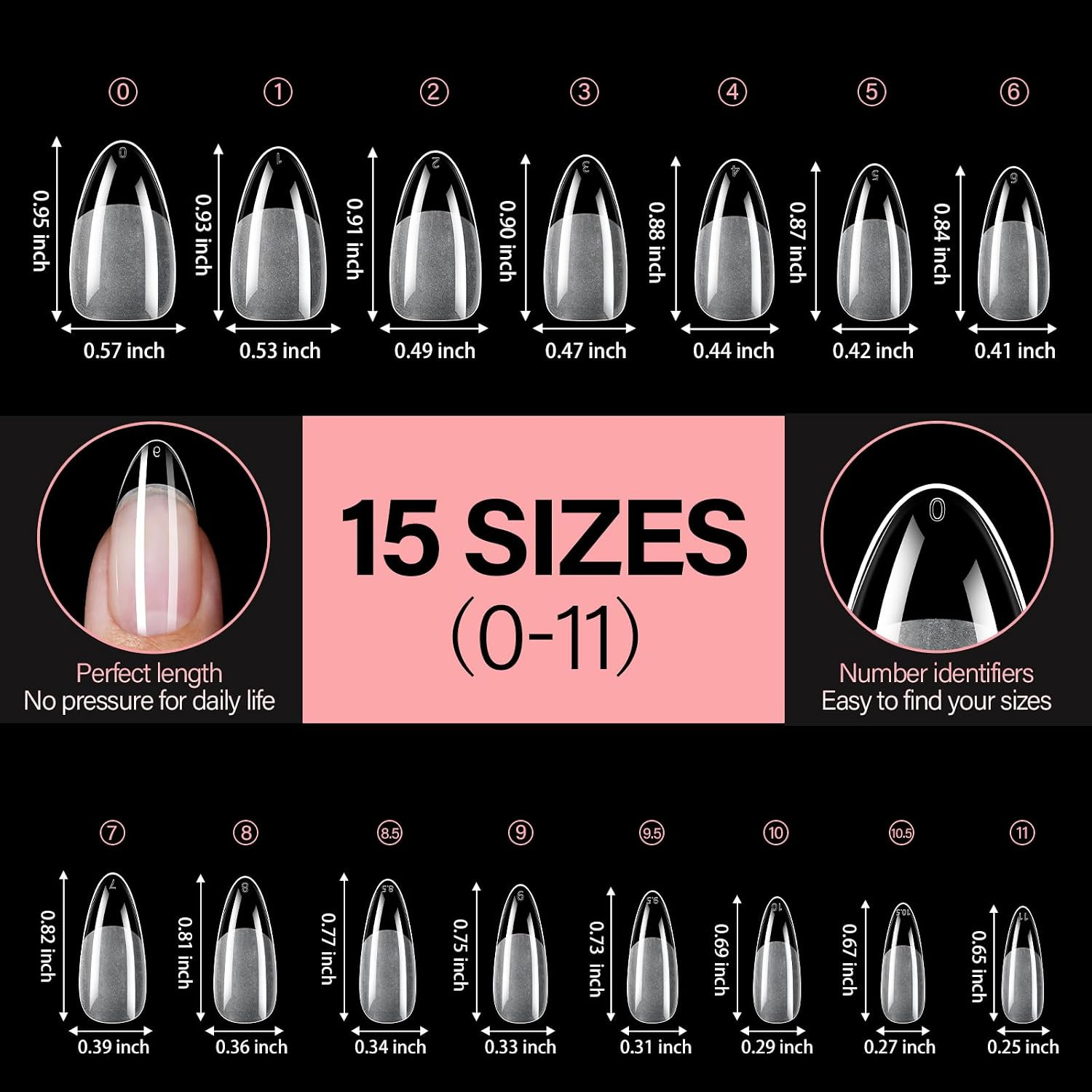 240Pcs Thickened Medium Almond Nail Tips for Home Salon | Half Matte Nail Extens