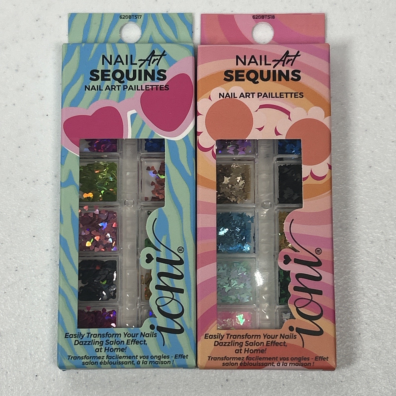Ioni Press Nail Art Stickers Sequins Rhinestones Lot Of 5 Packs NIB Variety Pack