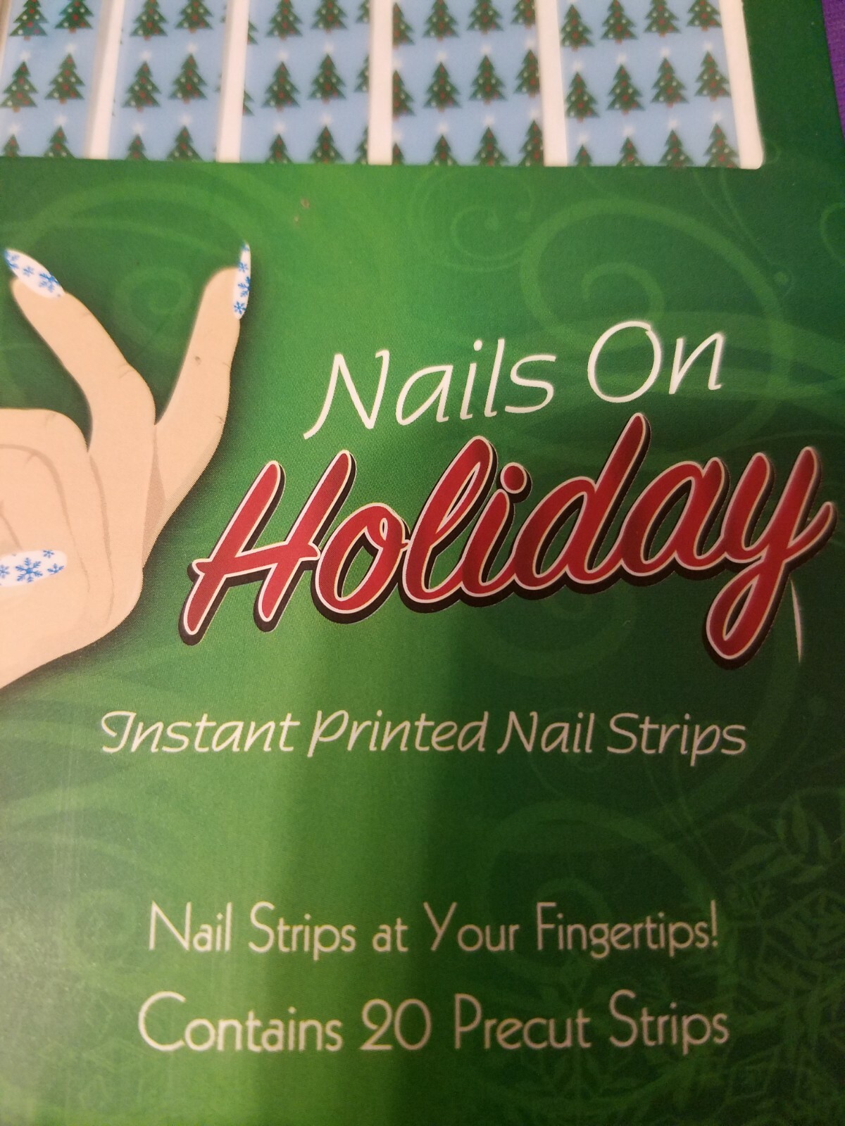 Nails On Holiday Instant Printed Nail Strips – Christmas Trees -Brand New Sealed
