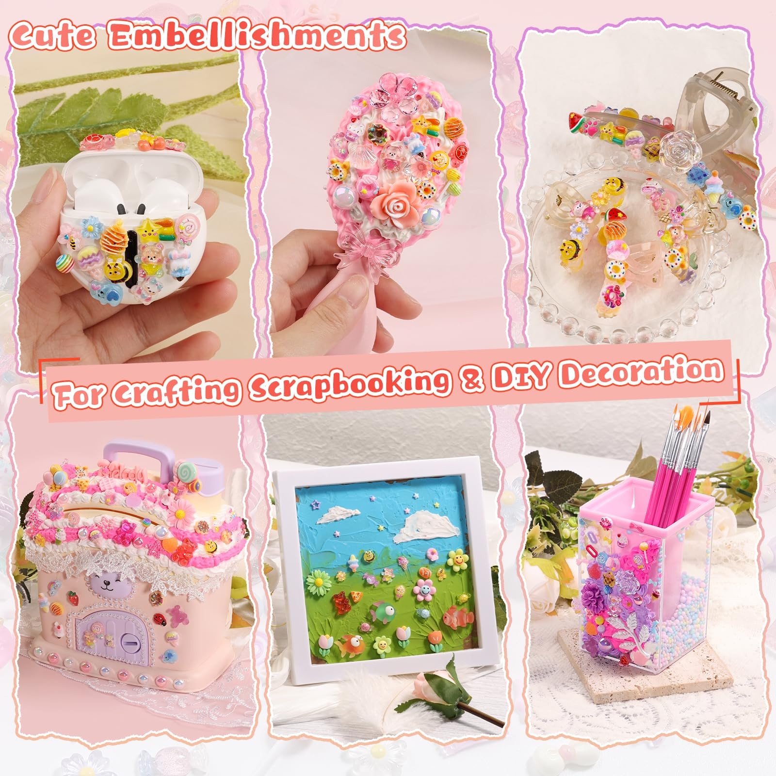 Kikonoke 300PCS Kawaii Nail Charms Kit, 3D Animal & Candy Animals &