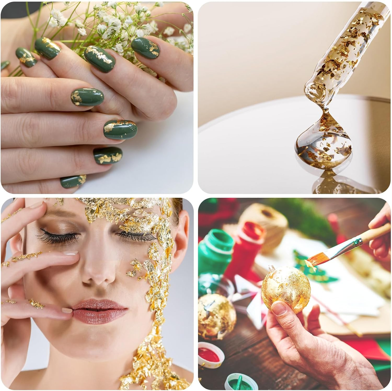 10G Metallic Foil Flakes, Gold Leaf Flakes, Gold Foil Flakes for Resin，For Nail